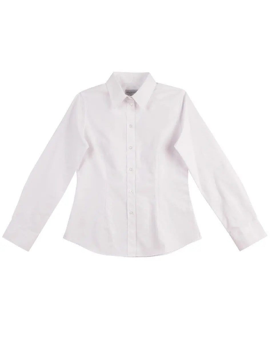 BENCHMARK Women's CVC Oxford Long Sleeve Shirt M8040 Corporate Wear Benchmark White 6